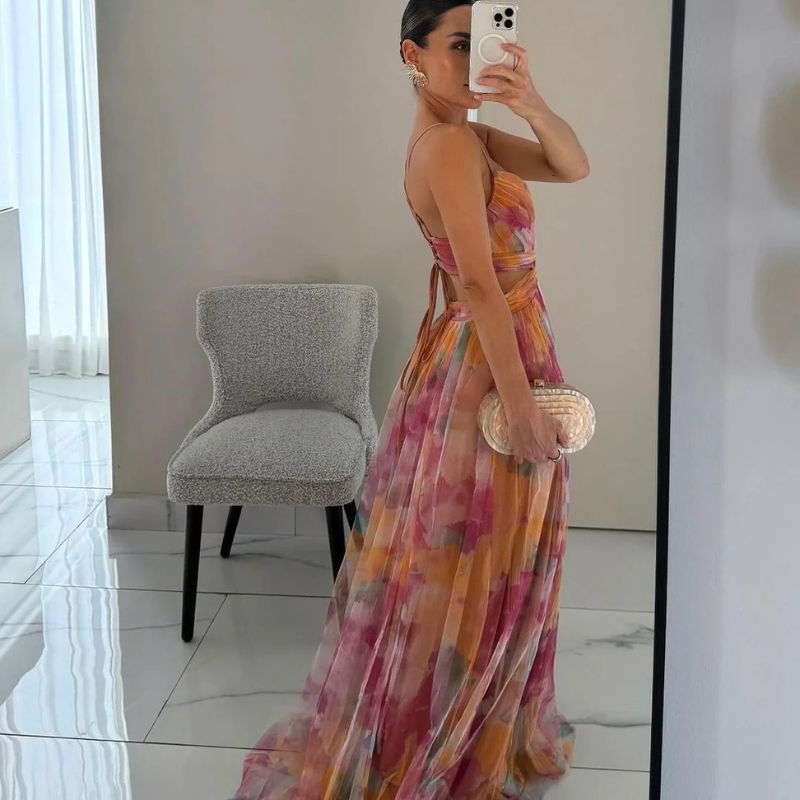 Elena | Encantador vestido largo con estampado floral Precio habitual