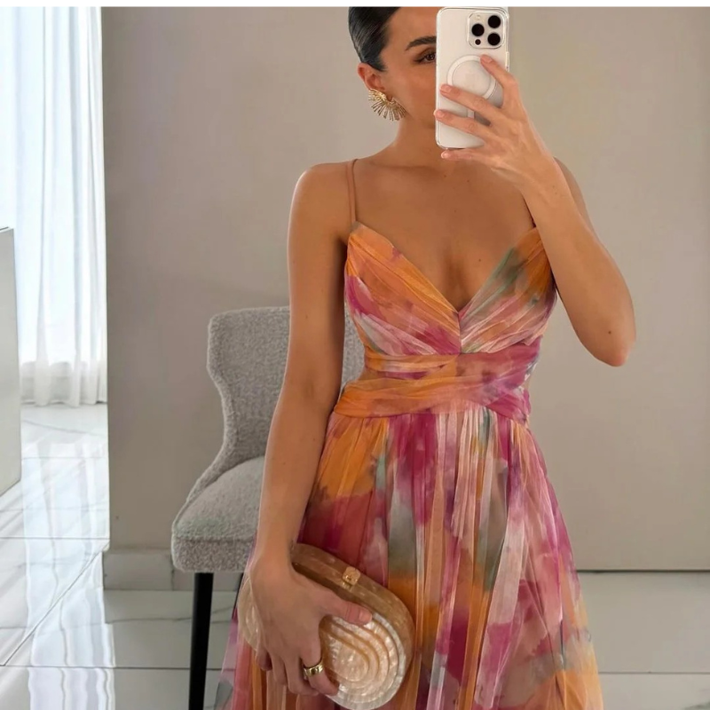 Elena | Encantador vestido largo con estampado floral Precio habitual