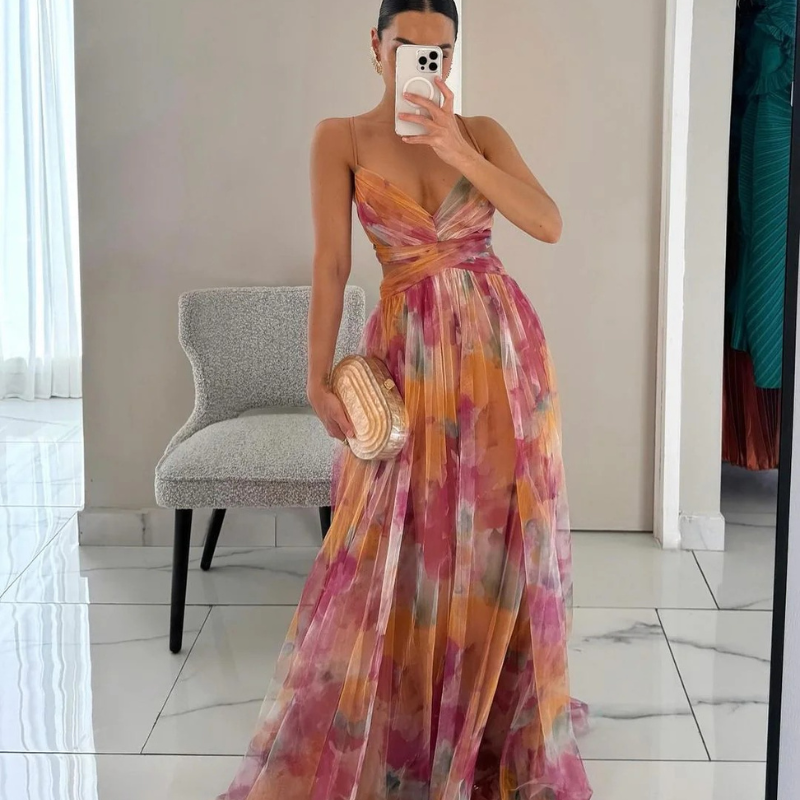 Elena | Encantador vestido largo con estampado floral Precio habitual