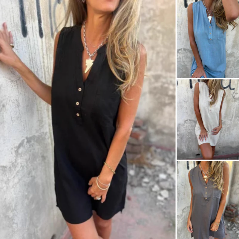 Lauren | Vestido sin mangas con escote en V.